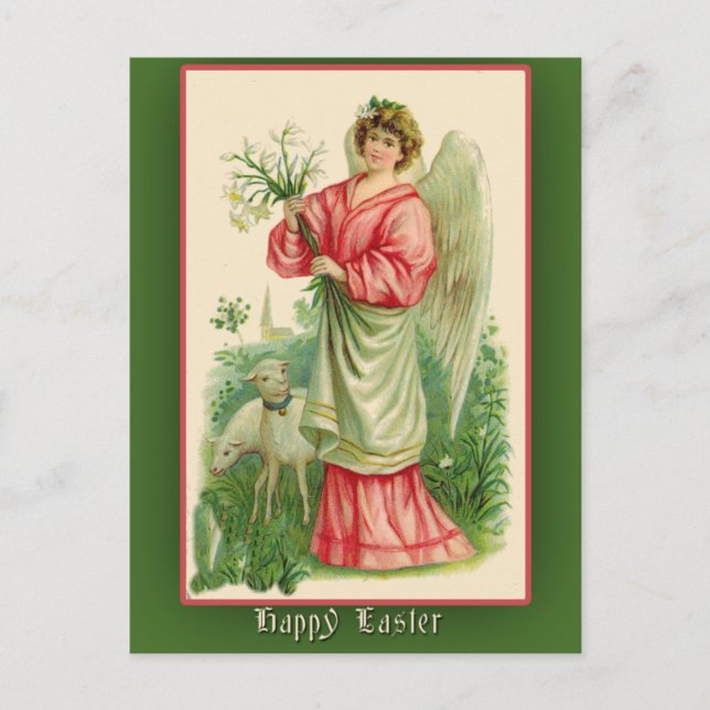 Osterkarte mit Vintager Illustration Feiertagspostkarte (Vorderseite)