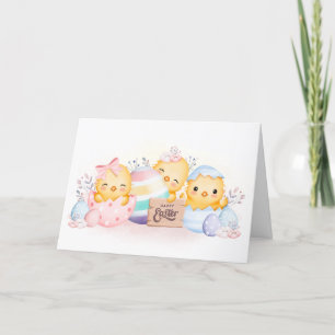 Osterkarten Niedliche Chicks Eizellen Sonnige Gruß Dankeskarte