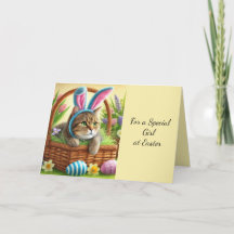 Osterkatze Kids Urlaub Grußkarte