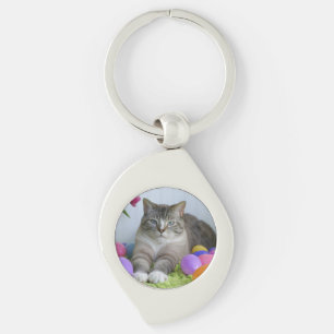 Osterkatze Klassischer Rundsticker Mason Jar Stone Schlüsselanhänger
