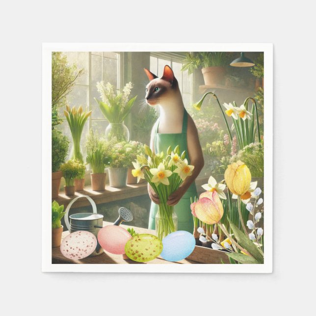 Osterkatze mit Eier-Servietten Serviette (Vorderseite)