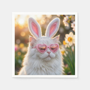Osterkatze mit Hasenohren Serviette