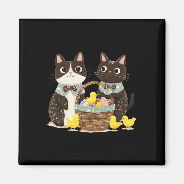 Osterkatzen Gelb  Magnet (Vorne)