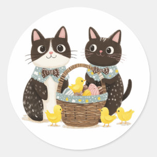 Osterkatzen Osterkörbe Kindermädchen Runder Aufkleber