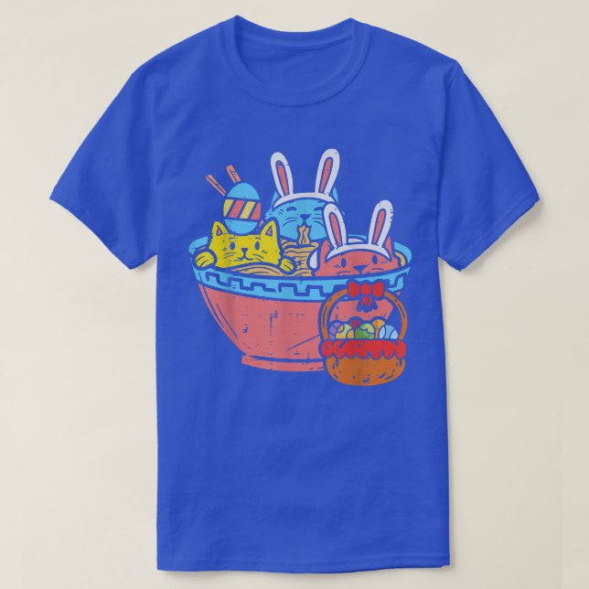 Osterkatzen Ramen Bunny Ears Egg Kawaii Japanisch  T-Shirt (Design vorne)
