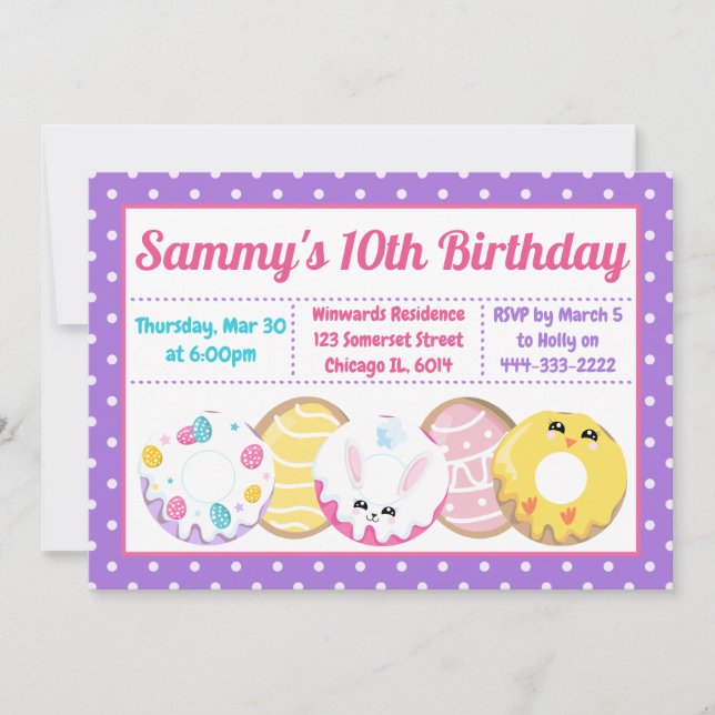 Osterkekse Donuts und Süßigkeiten Geburtstagsparty Einladung (Vorderseite)