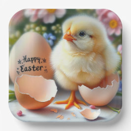 Osterkiche, die aus der Muschel des Eiers hervorge Pappteller