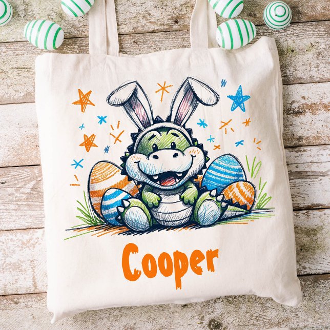 Osterkids Name Boys Bunny Crocodile Tragetasche (Crocodile Easter Kids Tote)