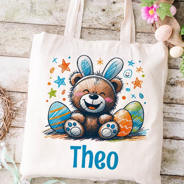 Osterkids Name Boys Bunny Teddy Bären Tragetasche (Teddy Bear Easter Kids Tote)