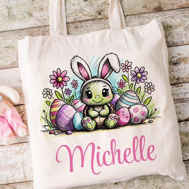 Osterkids Name Girls Bunny Turtle Tragetasche (Turtle Girls Easter Tote)