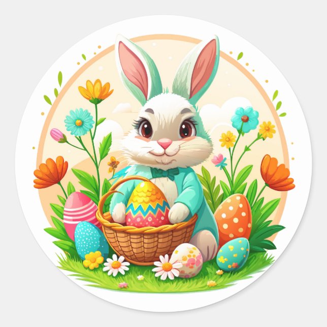 Osterkleber-Bunny Runder Aufkleber (Vorderseite)