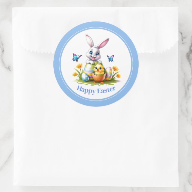 Osterkleber-Bunny Runder Aufkleber (Tasche)