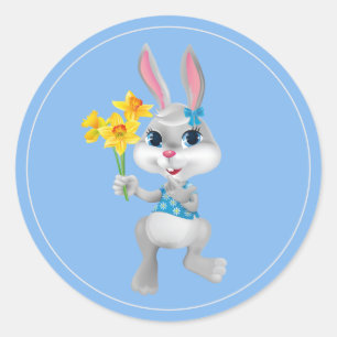 Osterkleber-Bunny Runder Aufkleber
