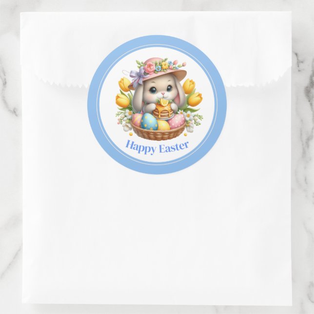 Osterkleber-Bunny Runder Aufkleber (Tasche)