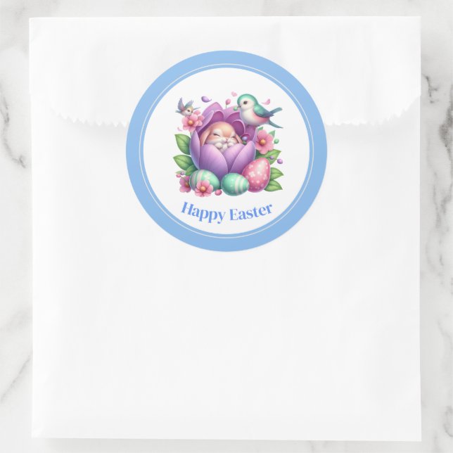 Osterkleber-Bunny Runder Aufkleber (Tasche)