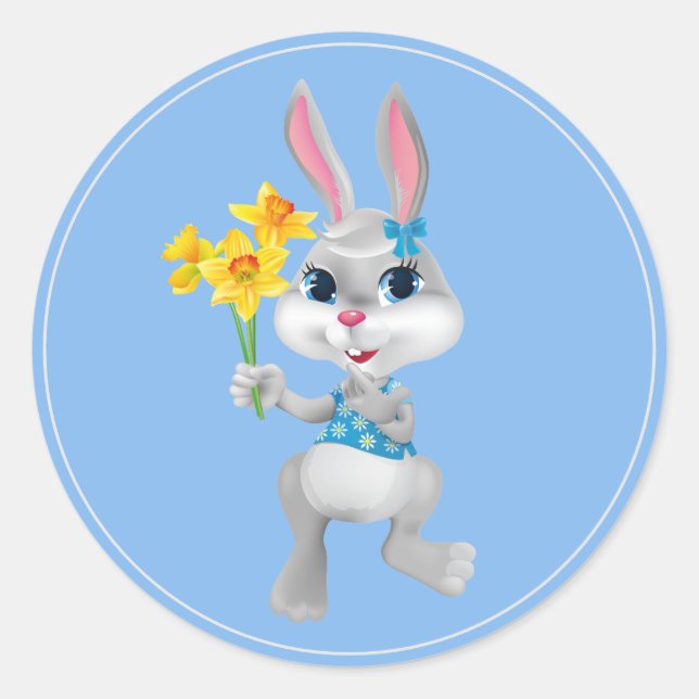 Osterkleber-Bunny Runder Aufkleber (Vorderseite)