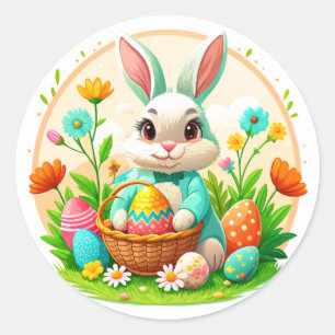 Osterkleber-Bunny Runder Aufkleber
