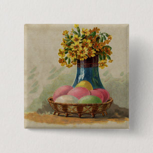 Osterkorb Eier Blumen Antik Button
