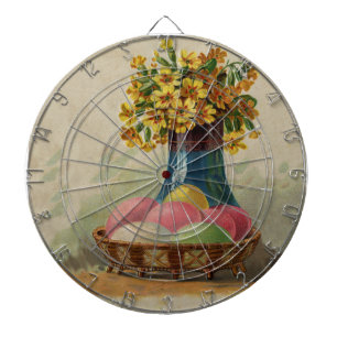 Osterkorb Eier Blumen Antik Dartscheibe