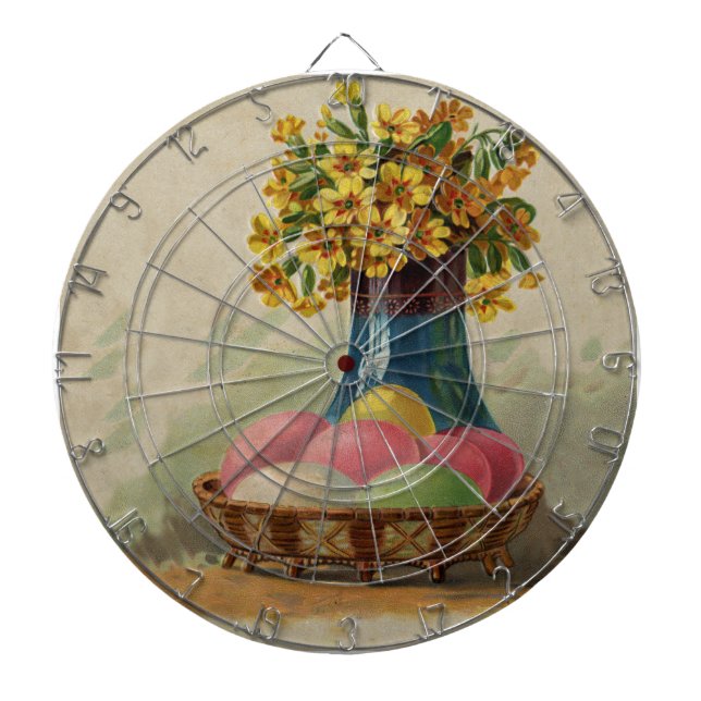 Osterkorb Eier Blumen Antik Dartscheibe (vorne)