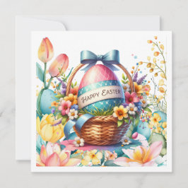Osterkorb Eier & Frühlingsblumen Feiertagskarte