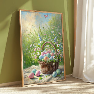 Osterkorb-Frühlingsplakat Pastell-Ei-Wandkunst Poster