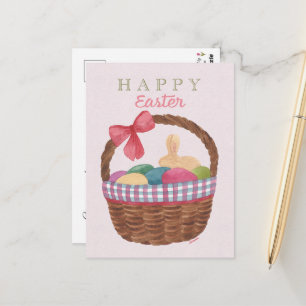 Osterkorb-Grußkarte - Goldener Hase und Eier Postkarte