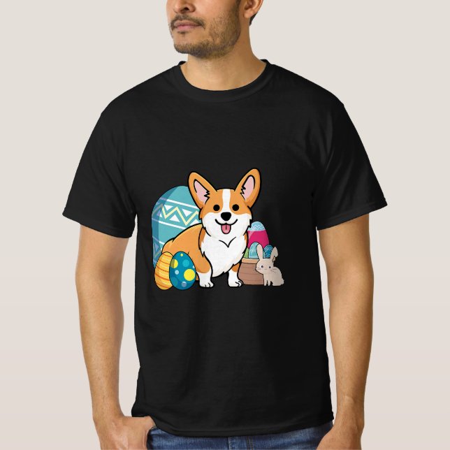 Osterkorgi Hund Niedlicher Cartoon Osternägel, B T-Shirt (Vorderseite)