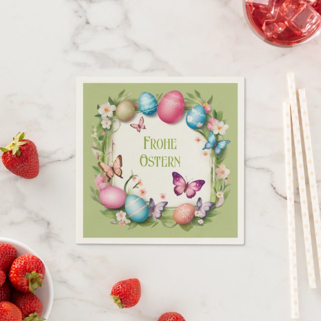 Osterkranz: Frohe Ostern - Serviette (Beispiel)
