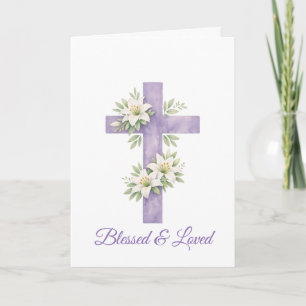 Osterkreuz-Aquarell-Blumen-Muttertag  Karte