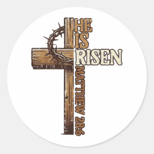 Osterkreuz Er ist riskiert Jesus Christlichen Männ Runder Aufkleber