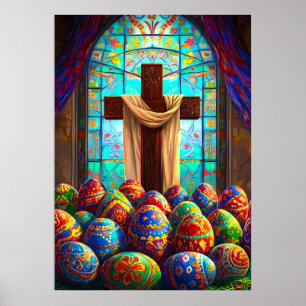 Osterkreuz Jesus Christentum Mauer Kunst Poster
