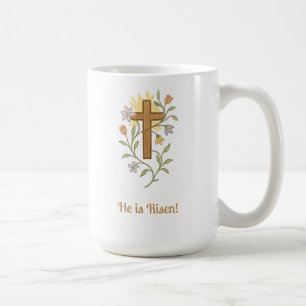 Osterkreuz mit Blumen, Glaubensbecher, anpassbar Kaffeetasse