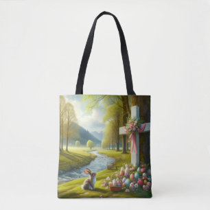 Osterkreuz mit Hasen und Eiern Tasche