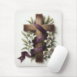 Osterkreuz und Lila Schleife Mousepad