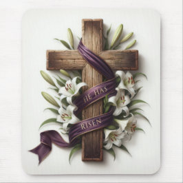 Osterkreuz und Lila Schleife Mousepad