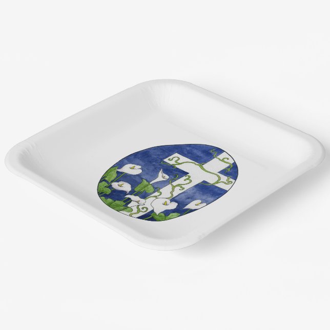 Osterkreuzfeier Pappteller (Gewinkelt)