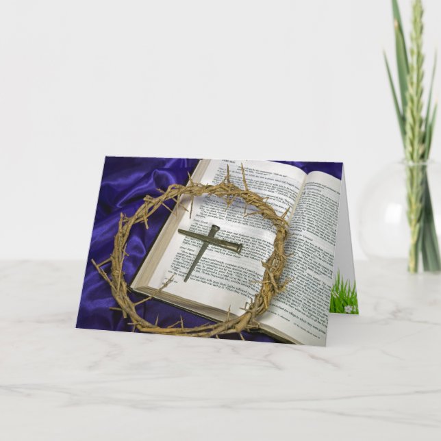 Osterkrone und Kreuz Feiertagskarte (Vorderseite)