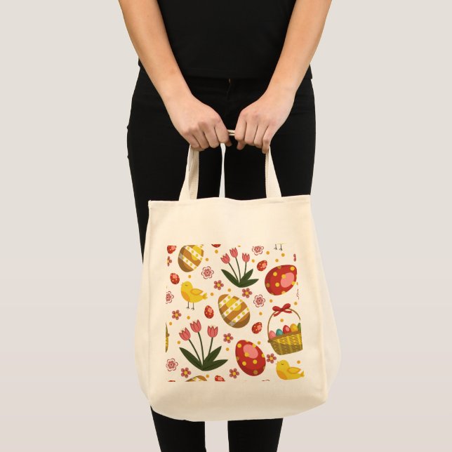 Osterküken Blume Eier Feier Tragetasche (Vorderseite (Produkt))