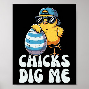 Osterküken Dig Me Niedliche Eierjagd Kindermädchen Poster