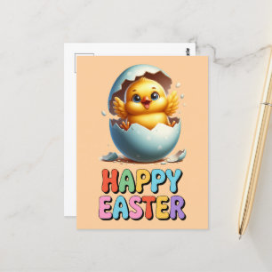 Osterküken, fröhliche Kinderzeichnung Postkarte