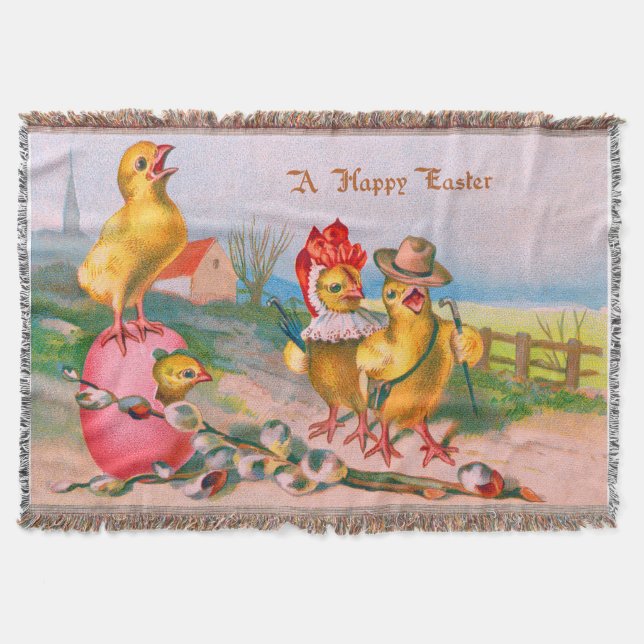 Osterküken gefärbtes Ei Baumwolle Decke (Vorderseite)