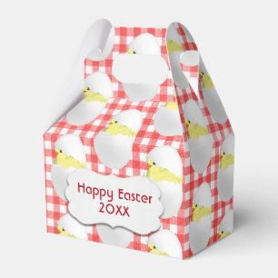 Osterküken in Eiern auf Gingham Geschenkschachtel
