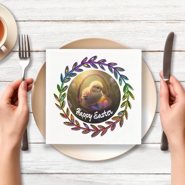 Osterküken in einem Eierkorb Serviette (Von Creator hochgeladen)