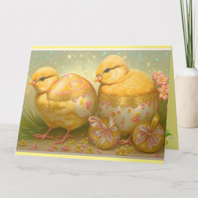 Osterküken in einer Wagensammlung Karte (Vorderseite)