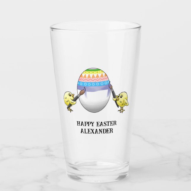 Osterküken malen das Osterei Glas (Vorderseite)