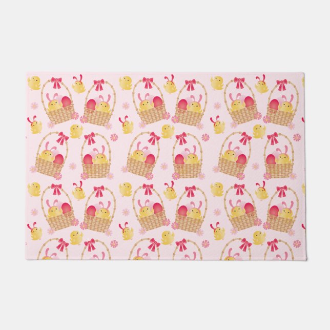 Osterküken Muster Rosa Fußmatte (Vorderseite)