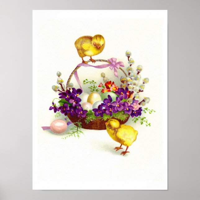 Osterküken und -eier poster (Vorne)