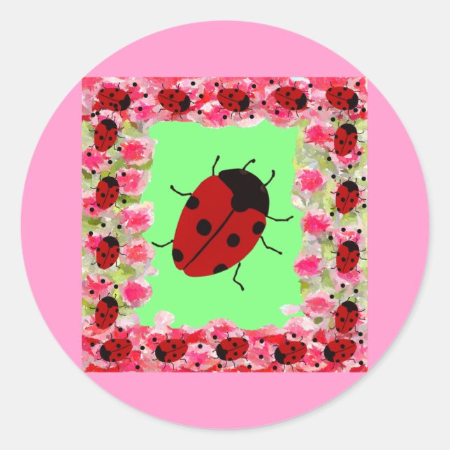 Osterladybug Runder Aufkleber (Vorderseite)