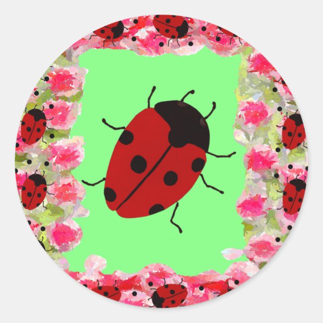 Osterladybug Runder Aufkleber (Vorderseite)